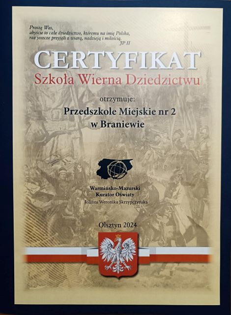 certyfikat szkola wierna dziedzictwu